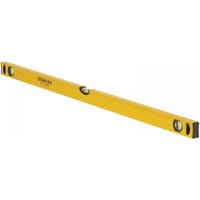 Yellow Stanley box level with three vials, black end caps, and 100cm length.