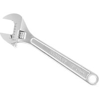 Silver Stanley adjustable wrench, 250mm, with engraved measurements and a smooth, ergonomic handle.