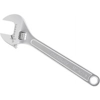 Silver Stanley metal adjustable wrench, 300mm, with engraved measurements and a smooth handle.