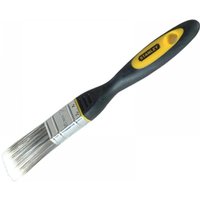 Stanley Dynagrip 25mm paint brush with black handle, yellow accents, and synthetic bristles.