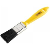 Yellow-handled Stanley hobby paint brush with black bristles and metal ferrule, 25mm width.