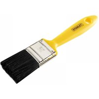 Yellow-handled Stanley hobby paint brush, 38mm wide, with black bristles and a metal ferrule.