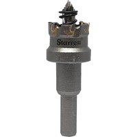 Starrett SM25 TCT stainless steel holesaw, 25mm, silver with toothed edge and cylindrical shank.