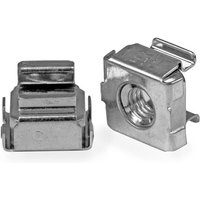 StarTech.com M5 Cage Nuts, 100 Pack, silver metal nuts with square shape and threaded center hole.