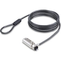 Slim StarTech.com lock with combination dial, 5ft coiled cable, and Noble Wedge® Slot compatibility.