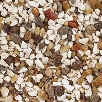 Kelkay Tuscan Glow Decorative Aggregate features a mix of small, rounded stones in warm tones of beige, brown, and orange, ideal for landscaping and decorative purposes.