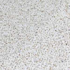 10mm polar white chippings in a major bag, featuring small, rounded stones with a bright white color, ideal for landscaping and decorative use.