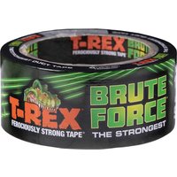 T-REX Brute Force duct tape, black with green and orange branding, featuring a dinosaur logo and "The Strongest" text.