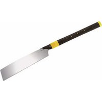 Tajima 265R Japanese pull saw with straight elastomer handle, silver blade, and yellow accents.