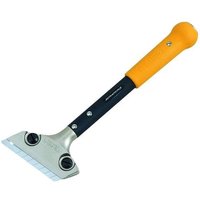 Tajima TASCRL300 scraper with orange handle, black shaft, and silver reversible blade with two screws.