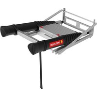 Telesteps 10 tread telescopic ladder, silver with black grips, compact design, and red Telesteps logo on side.