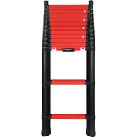 Red and black Telesteps Rescue Line Military telescopic ladder with extendable sections and wide, stable base.