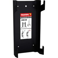 Black Telesteps wall mount for Combi Line telescopic ladders, rectangular with instructional label and mounting holes.