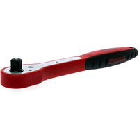 Red and black Teng 3800FRP 3/8" drive ratchet with ergonomic handle and polished metal head.