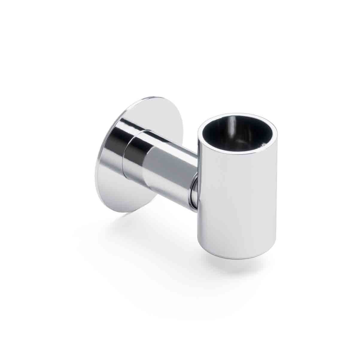 Chrome accessory cable masking cover designed for Terma Elements, featuring a cylindrical shape with a smooth finish and a round mounting plate, suitable for 84mm pipes.