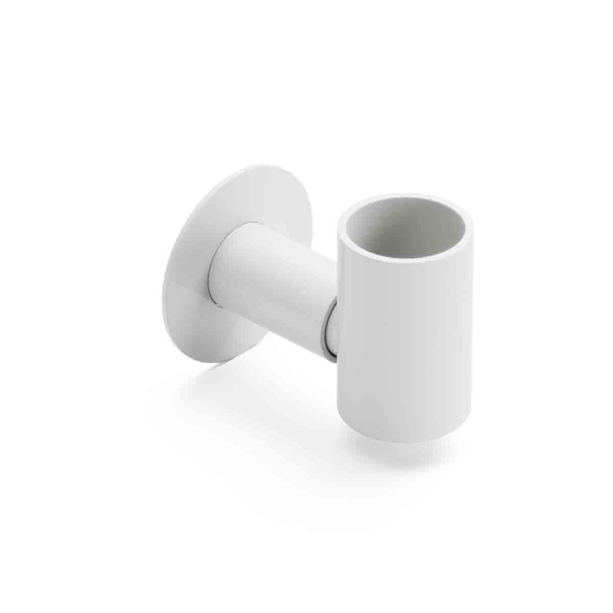 White cable masking cover made of durable material, designed for Terma Elements, featuring a cylindrical shape and a 84mm pipe fitting.