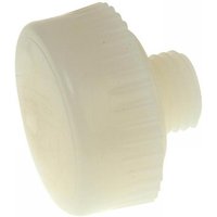 White nylon replacement face with ribbed edges and threaded base, 50mm diameter, for Thor hammers.