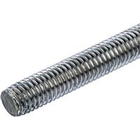 Threaded rod by Timco, bright zinc plated, cylindrical with spiral grooves, metallic silver finish.