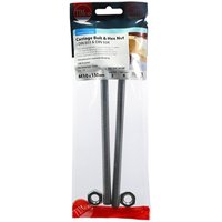 Stainless steel carriage bolts and hex nuts in clear packaging, M10 x 150 size, by TIMCO.