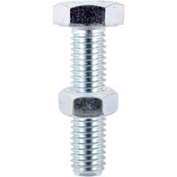 Timco zinc set screw and hex nut, Grade 8.8, M10 x 30, silver finish, threaded bolt with matching nut.