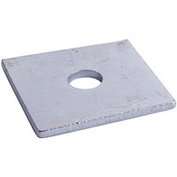 Square zinc plate washer, silver, M10 x 50 x 50 x 3mm, with central hole, by TIMCO.