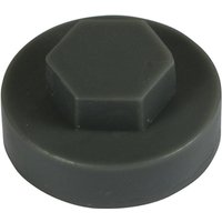 Slate grey hex head cover cap, 16mm, with smooth finish and hexagonal top by TIMCO.