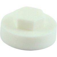 White TIMCO hex head cover cap, 19mm, with a smooth round base and raised hexagonal center.