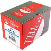 Timco 216SS screws box, red and gray with product details, 4.8 x 20 stainless steel, shallow pan head.