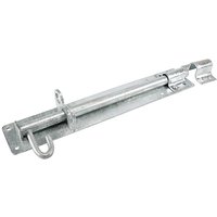 Heavy Brenton Padbolt, hot dipped galvanised, 12-inch, silver finish with mounting plate and looped latch by TIMCO.