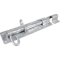 Heavy Brenton padbolt, hot dipped galvanised, 10-inch, silver finish, with mounting holes and sliding bolt mechanism.