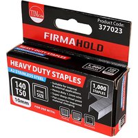 TIMCO heavy duty staples, chisel point, A2 stainless steel, 10mm, in a black and red box with product details.