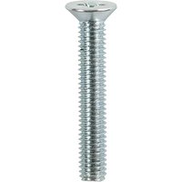 Silver zinc-plated M5 x 30mm countersunk threaded machine screw with PZ drive head, by TIMCO.