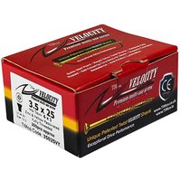 Red box of TIMCO Velocity screws, yellow 6.0 x 90mm, double countersunk, PZ, labeled for premium multi-use, 100 count.