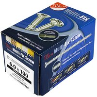 Blue box of TIMCO 660MFCSK masonry screws, Tx countersunk, zinc finish, size 6.0 x 60mm, quantity 100.