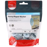 "Pack of zinc M8 x 25 penny washers in a clear TIMbag, labeled for repair use, containing 160 pieces by TIMCO"