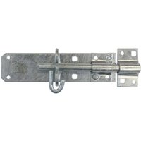 Galvanised 6in Brenton padbolt with rectangular base, sliding bolt, and loop handle by TIMCO.