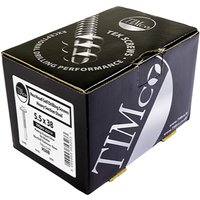 Black TIMCO box of silver self-drilling hex screws with EPDM washer, 5.5 x 80 mm, 100 count.
