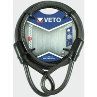 Black Timco LC3000 looped security cable, 15mm thick, 3m long, with protective plastic sleeves on loops.