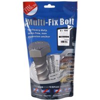 Blue TIMbag with silver Timco masonry bolts, hex head, exterior use, 8.0 x 100mm, pack of 20.