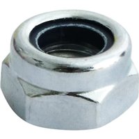 Zinc-plated M6 nylon nut by TIMCO, hexagonal shape with black nylon insert for secure fastening.
