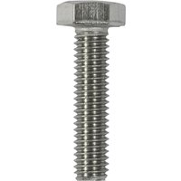 Hex set screw, A2 stainless steel, M10 x 30mm, silver, with threaded shaft and hexagonal head, by TIMCO.
