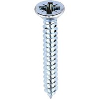 Timco zinc self-tapping screw, Pz drive, countersunk head, silver finish, threaded body, box of 200.