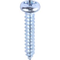 Timco self-tapping screw, silver zinc, Pz pan head, threaded shaft, box of 200.