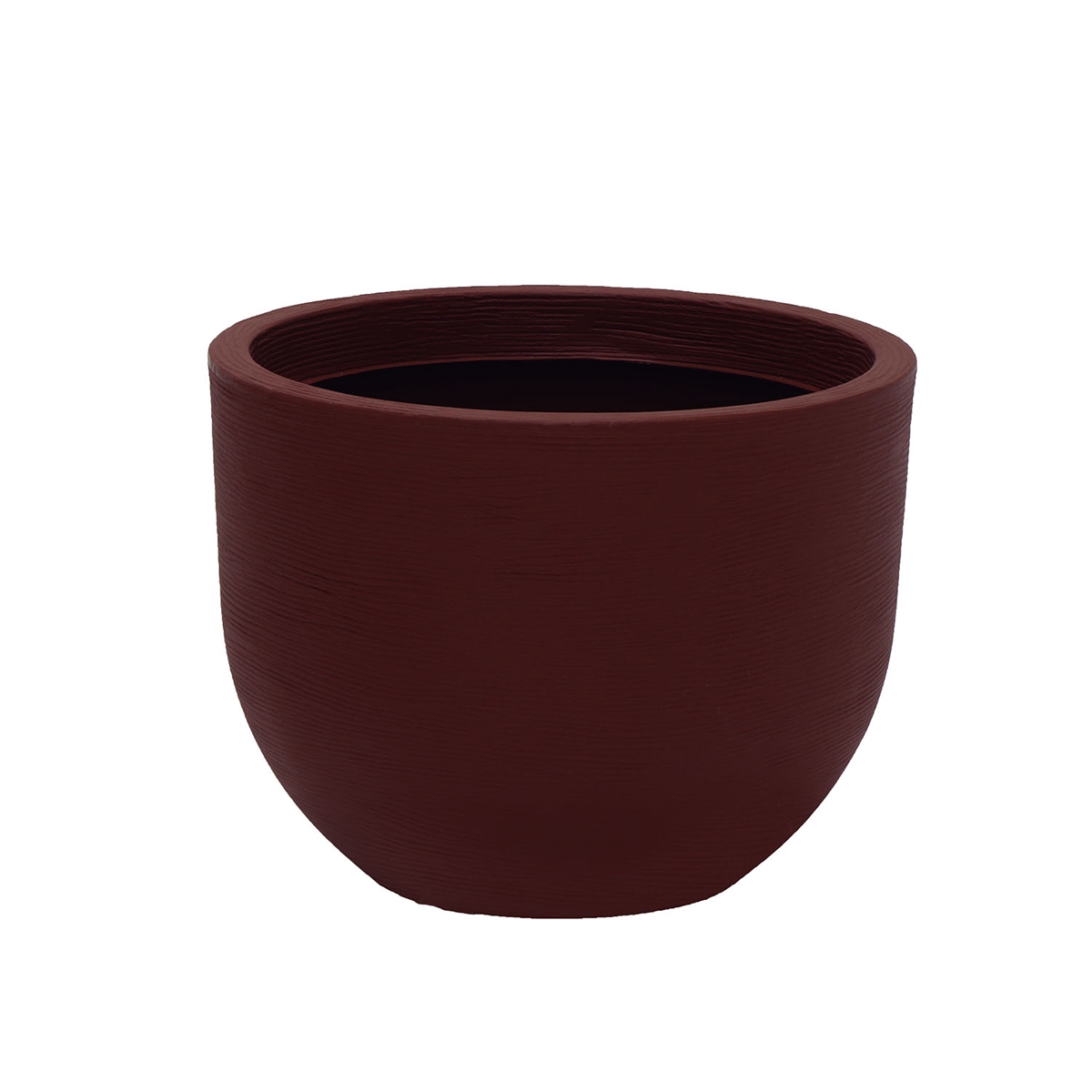 Brown ceramic pot with a smooth, rounded shape and textured surface, measuring 38 cm in diameter, designed for indoor or outdoor plant display.