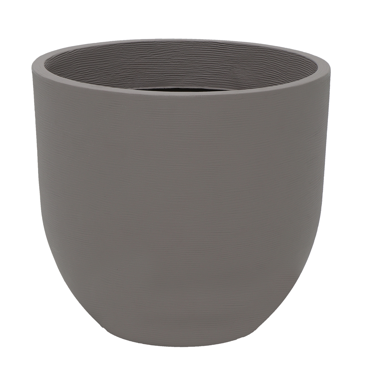 Round, textured planter in a soft gray concrete finish, measuring 54cm in diameter, designed for indoor or outdoor use.