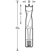 Trend 201 Bk dowel drill, 10mm diameter, silver with spiral flutes and pointed tip, technical diagram style.