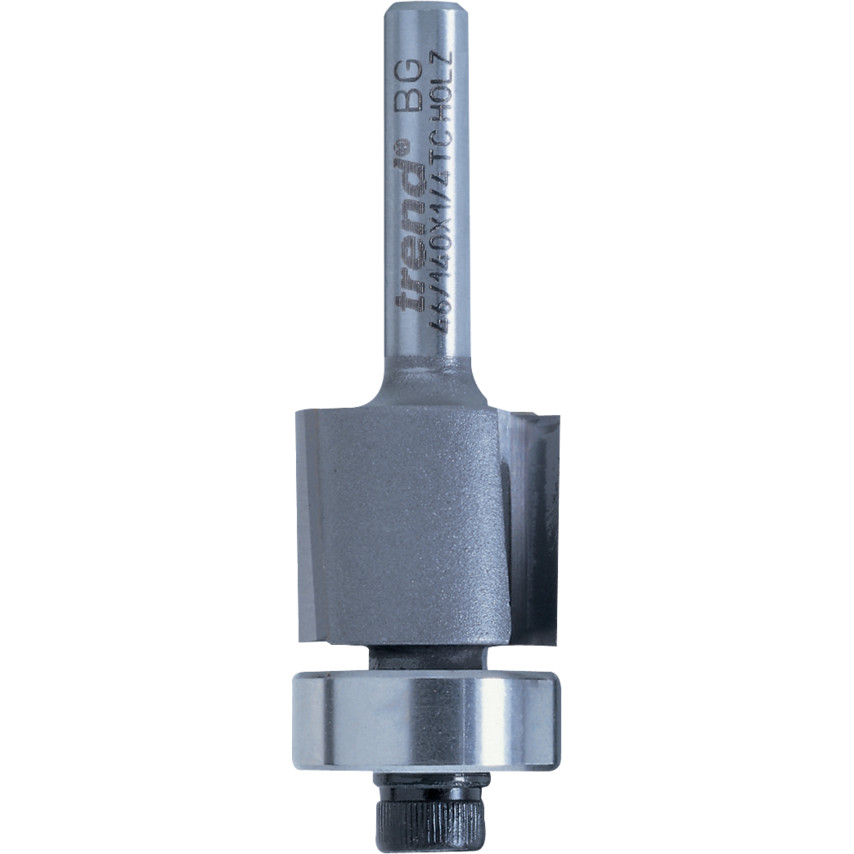 Silver TCT mounted template profiler with a 90° shank, measuring 19.1 x 50mm, featuring a black hex screw and a smooth, polished finish for precision cutting.