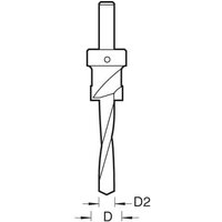 "Black and silver Trend drill bit with 5/32 inch diameter and 3/8 inch counterbore, spiral flutes, and hex shank."