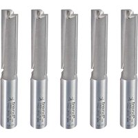 Trend 5 Piece Kitchen Worktop Fitters Pack, silver cylindrical router bits with engraved branding and cutting edges.