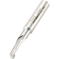 Helical plunge bit by Trend, silver with 8mm shank, spiral cutting edge, and engraved branding on the cylindrical body.